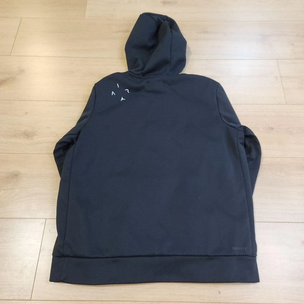 Jordan Hoodie Sweatshirt Mens Medium Black Air Script Dri-FIT Fleece Pullover